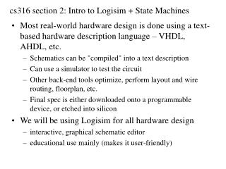 cs316 section 2: Intro to Logisim + State Machines