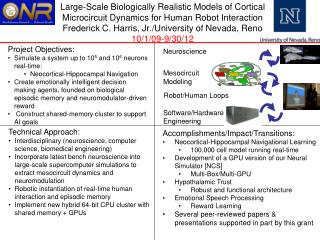 Project Objectives : Simulate a system up to 10 5 and 10 6 neurons real-time: