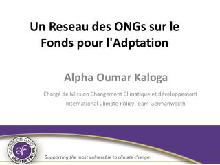 Un Reseau des ONGs sur le Fonds pour l'Adptation