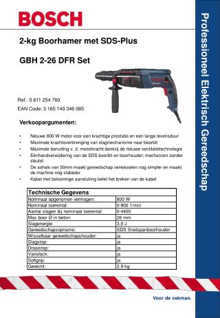 2-kg Boorhamer met SDS-Plus GBH 2-26 DFR Set
