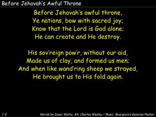 Before Jehovah’s Awful Throne