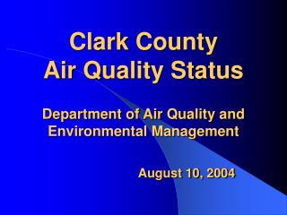 Clark County’s Current CO SIP Status