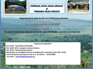 CONSILIUL LOCAL VALEA URSULUI şi PRIMARIA VALEA URSULUI