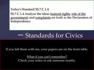 一 Standards for Civics