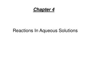 Reactions In Aqueous Solutions