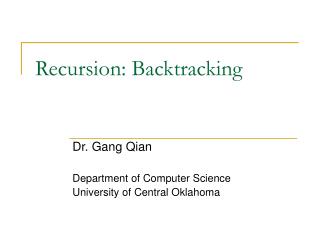 Recursion: Backtracking