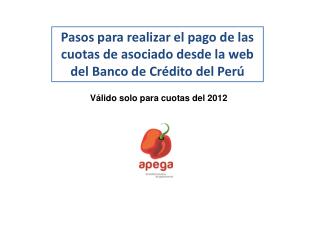 Pasos para realizar el pago de las cuotas de asociado desde la web del Banco de Crédito del Perú
