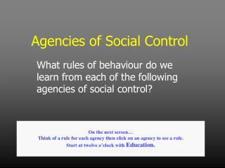 Agencies of Social Control