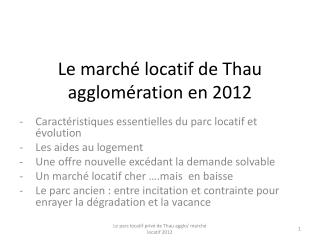 Le marché locatif de Thau agglomération en 2012