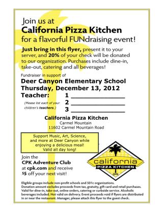 Fundraiser in support of Deer Canyon Elementary School Thursday, December 13, 2012