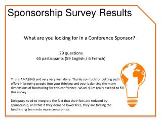 29 questions 65 participants (59 English / 6 French)