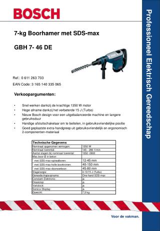 7-kg Boorhamer met SDS-max GBH 7- 46 DE