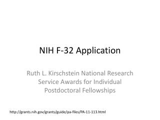 NIH F-32 Application