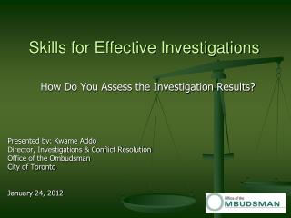 Skills for Effective Investigations