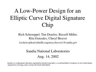 A Low-Power Design for an Elliptic Curve Digital Signature Chip