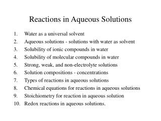 Reactions in Aqueous Solutions