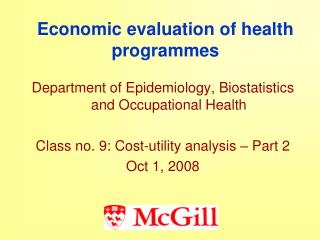 Economic evaluation of health programmes