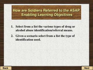 How are Soldiers Referred to the ASAP Enabling Learning Objectives