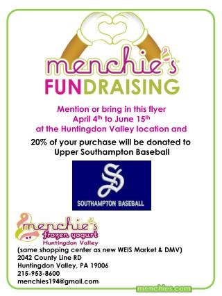 Mention or bring in this flyer April 4 th to June 15 th a t the Huntingdon Valley location and