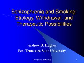 Schizophrenia and Smoking: Etiology, Withdrawal, and Therapeutic Possibilities