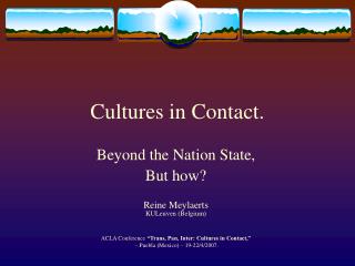 Cultures in Contact.