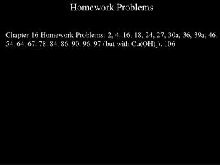 Homework Problems