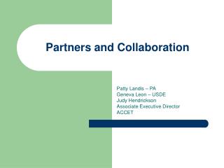 Partners and Collaboration