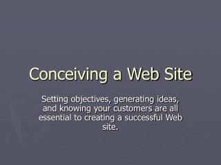 Conceiving a Web Site