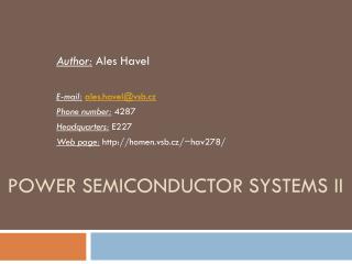 Power Semiconductor Systems II