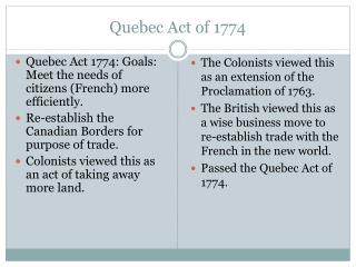 Quebec Act of 1774