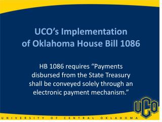 UCO’s Implementation of Oklahoma House Bill 1086