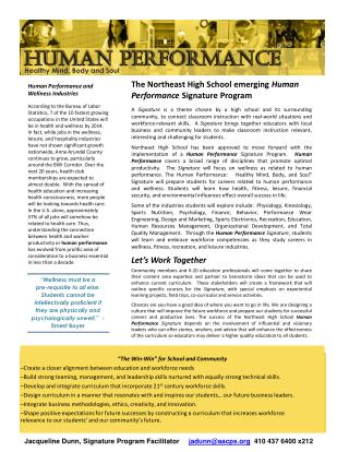 The Northeast High School emerging Human Performance Signature Program