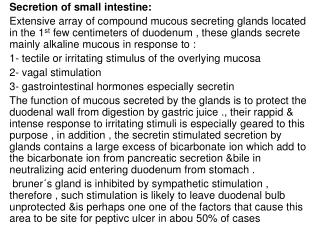 Secretion of small intestine: