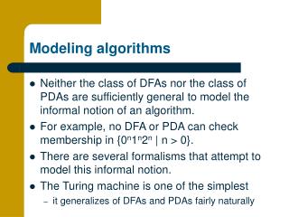 Modeling algorithms