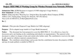 Project: IEEE P802.15 Working Group for Wireless Personal Area Networks (WPANs)