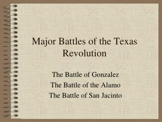 Major Battles of the Texas Revolution