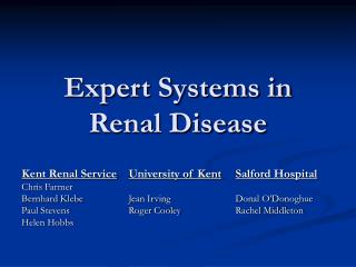Expert Systems in Renal Disease