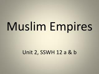 Muslim Empires Unit 2, SSWH 12 a &amp; b