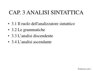 CAP. 3 ANALISI SINTATTICA