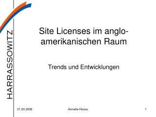 Site Licenses im anglo-amerikanischen Raum