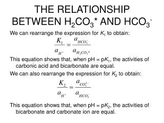 THE RELATIONSHIP BETWEEN H 2 CO 3 * AND HCO 3 -