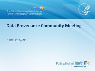 Data Provenance Community Meeting