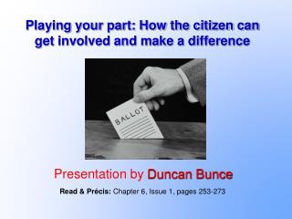 Playing your part: How the citizen can get involved and make a difference