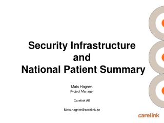 Security Infrastructure and National Patient Summary