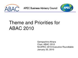 Theme and Priorities for ABAC 2010