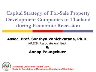 Capital Strategy of For-Sale Property Development Companies in Thailand during Economic Recession