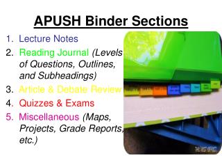 APUSH Binder Sections
