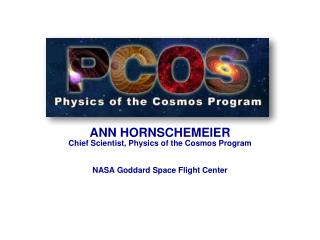 ANN HORNSCHEMEIER Chief Scientist, Physics of the Cosmos Program NASA Goddard Space Flight Center