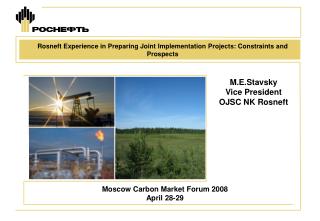 M . E . Stavsky Vice President OJSC NK Rosneft