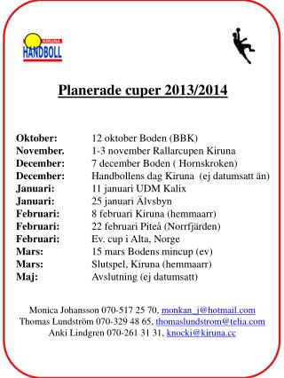 Planerade cuper 2013/2014